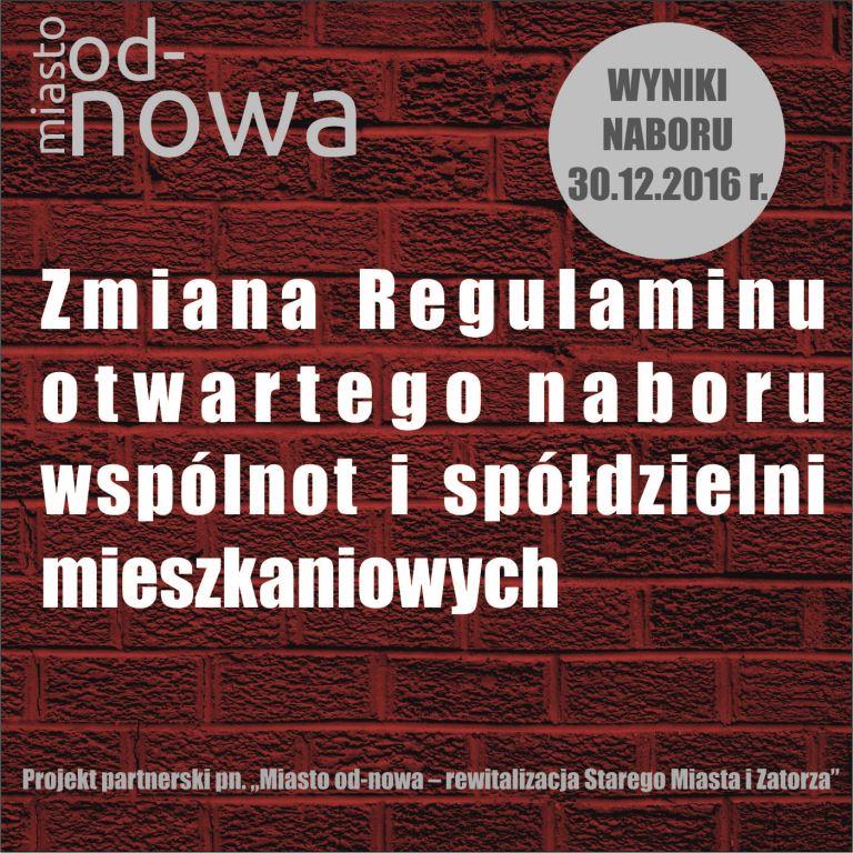 Zmiany w Regulaminie naboru wspólnot i spółdzielni mieszkaniowych